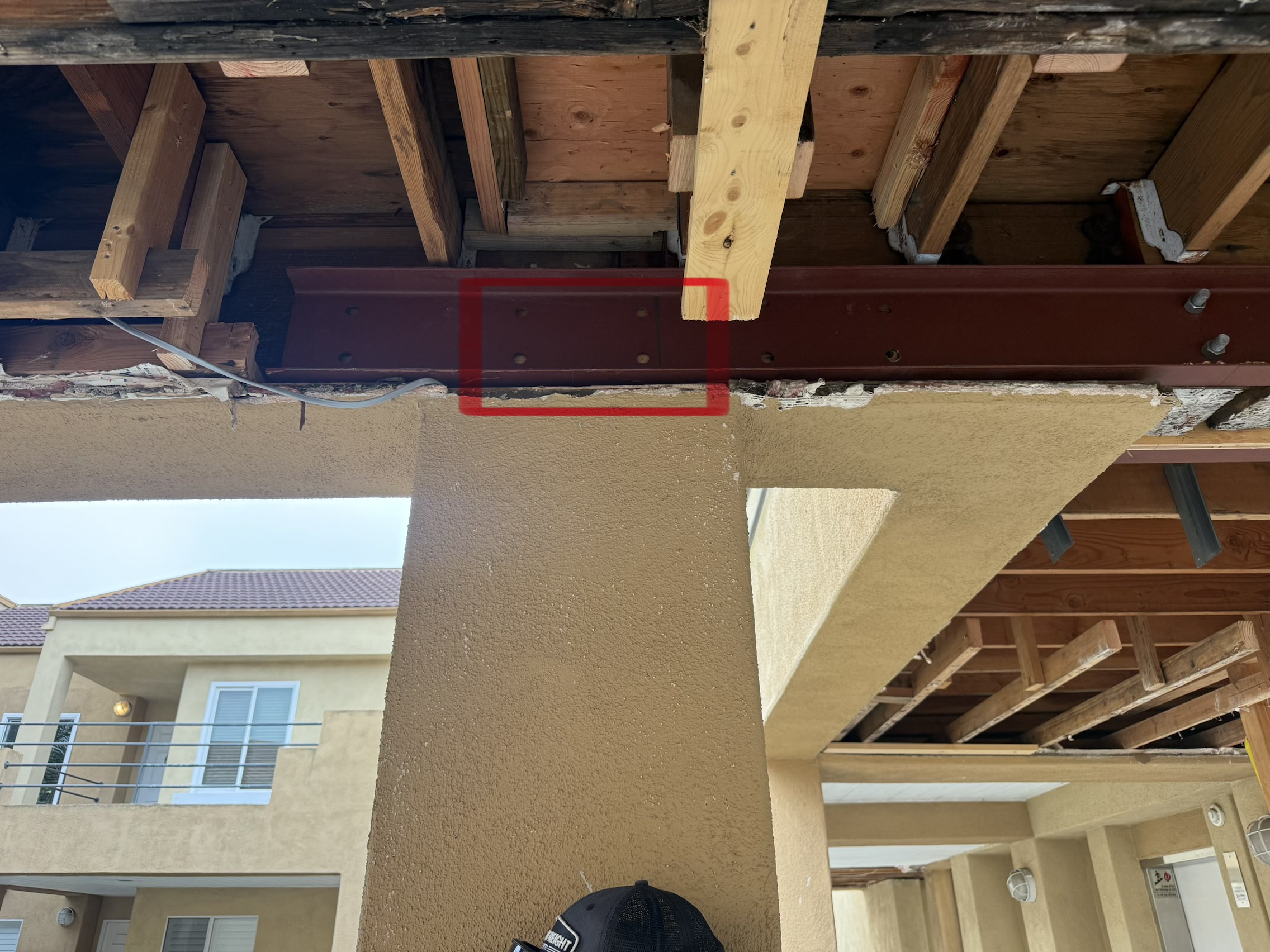 Column Furing Furring at west elevator girder repair for 6×6 column cap